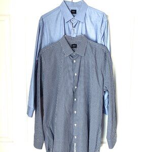 JOHN W NORDSTROM 2  Shirts Long Sleeves 100% Cotton Trim fit Sz 17 1/2 x 35